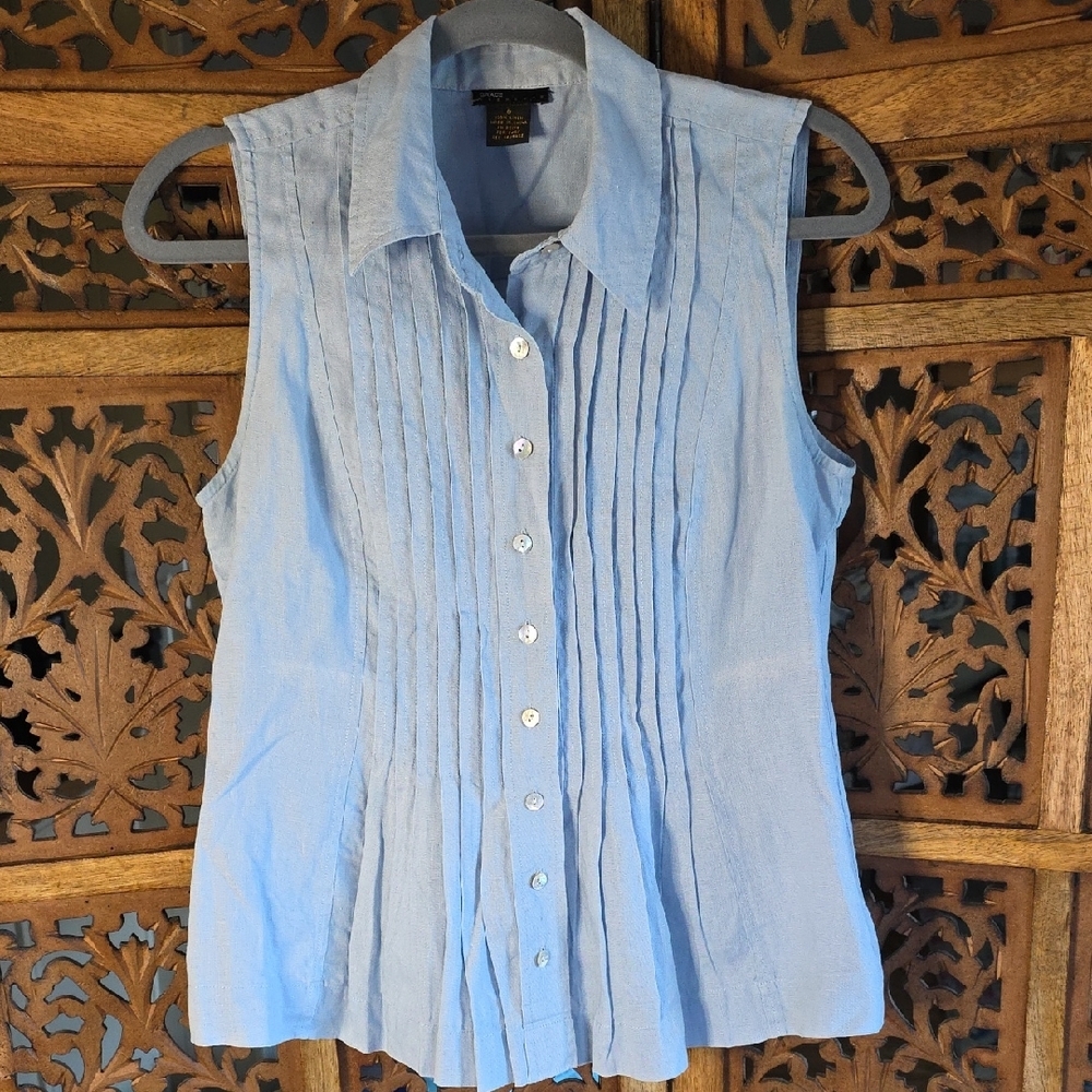 Grace Elements Sky Blue Sleeveless Blouse